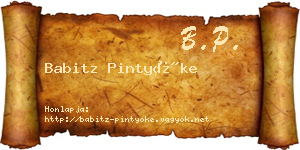 Babitz Pintyőke névjegykártya